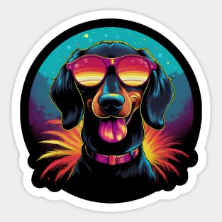 Retro Wave Dachshound Dog Shirt Sticker